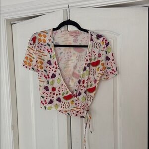 Lisa Says Gah Multicolor Patterned Crop Top